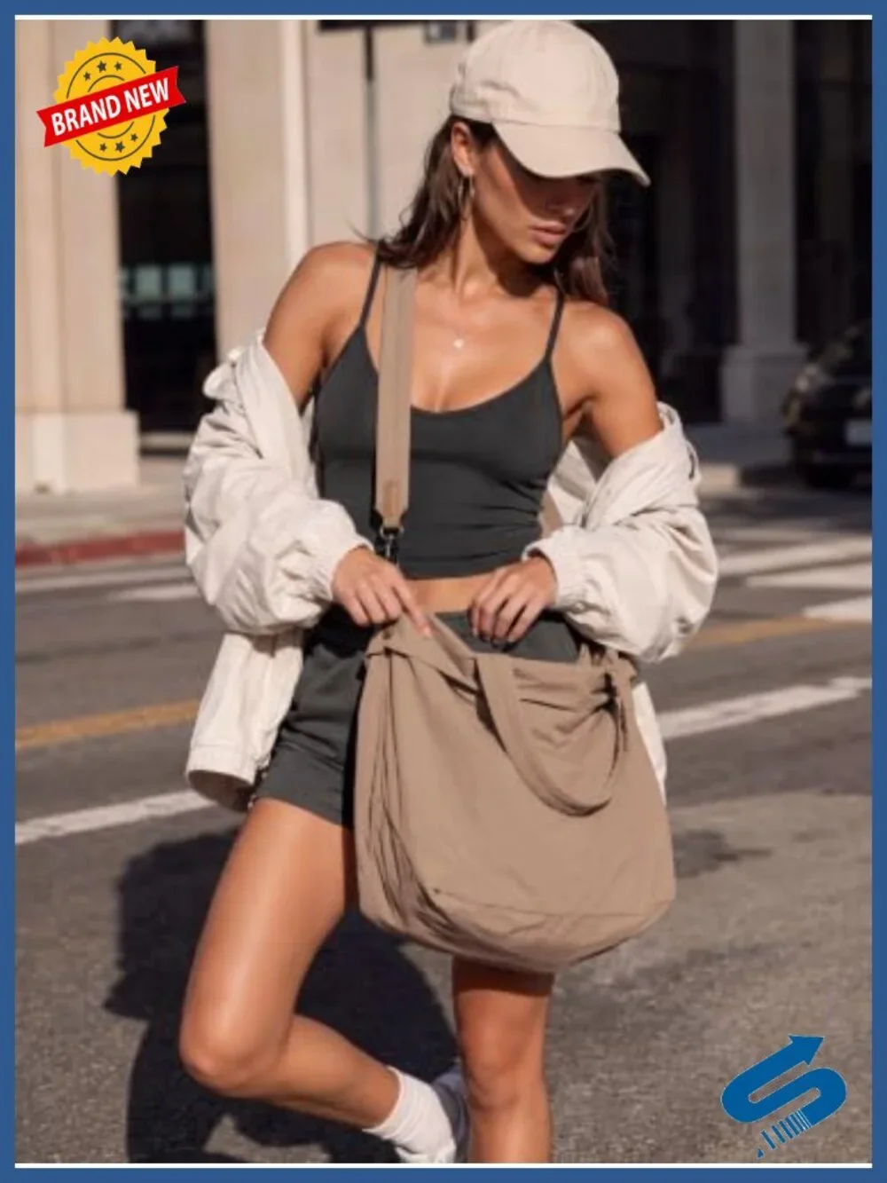 Nylon Hobo Tote Bag with Shoulder Strap